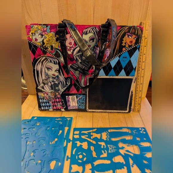 monster High Stylish Pink and Black Tote Bag - Picture 1 of 8